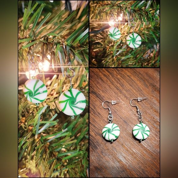 Green Minty Glass & Stainless Steel Earrings, Hand Crafted! - Picture 1 of 5